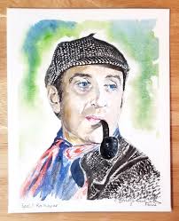 Oil portrait of Data inspired by his Sherlock Holmes episodes in "StarTrek:  TNG" by Rubén Megido, illustrator, graphic designer and artist from Spain.