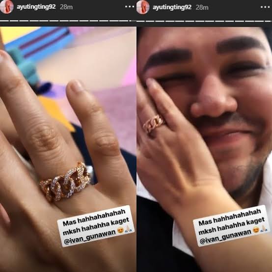 Ayu Ting Ting pamer cincin emas dari Ivan Gunawan