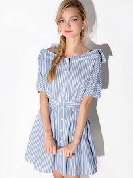 30 99 Blue Contrast White Vertical Striped Dress Cheap Fashion Dresses Fashion Mini Dress Casual