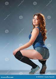 Twerk Redhead Woman in Jeans Shorts Stock Photo - Image of booty, music:  86596918