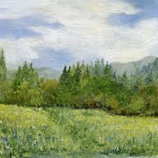 Landscape Vermont Spring Summer Blue Skies Oil Painting Mountains Fields Trees Original Art By Laurie Rohner