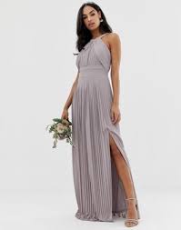 Tfnc Tfnc Bridesmaid Exclusive Pleated Maxi Dress In Gray Asos Bridesmaid Dress Pleated Maxi Dress Petite Bridesmaids Dresses