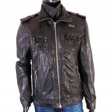 Details About T Superdry Mens Leather Jacket Epaulets Size Xl