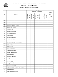 Ujian praktek kelas 6 bahasa indonesia guru ilmu sosial. Form Penilaian Ujian Praktik Bahasa Inggris