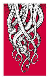 Tentacles Screenprinted Art Print Octopus Drawing Art Octopus Art