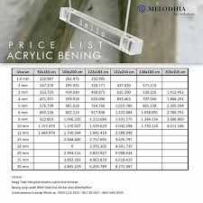 Price List For Acrylic Bening Www Melodhiaart Com Order By Phone 021 88961944 Wa 085921232425 Ibu Dian Workshop Jl Kemakmuran 1 No 4a Margajaya