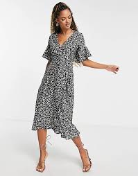 Ax Paris Wrap Midi Dress In Navy Asos