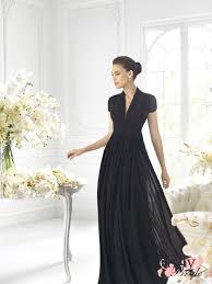 Black A Line Dress With Sleeves A Line Short Sleeves Chiffon Black Long Prom Dresses 216 Vestidos Con Manga Corta Vestidos De Dama Vestidos De Fiesta