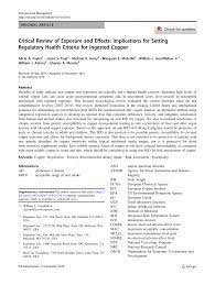 Pdf Critical Review Of Exposure And Effects Implications For Setting Regulatory Health Criteria For Ingested Copper