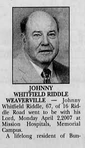 Johnny Whitfield Riddle (1939-2007)