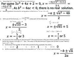 Using The Quadratic Formula Ppt Download
