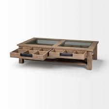 In a sophisticated twist of design, a smooth lift top action and drawers on both sides of the denson melamine veneer wood hidden storage lift top coffee table adds flair to this laminate table. Rectangular Glass Top Solid Wood Base Coffee Table W 2 Drawers Idastock