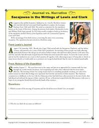 After viewing a short video about their exploration of the american west, students will analyze a painting that shows the explorers meeting a group of chinook natives and then read journal. Journal Vs Narrative Activity Sacajawea By Lewis And Clark