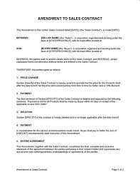 Amendment To Sales Contract Template Sample Best Word Pdf Download