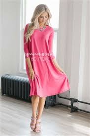 Fuchsia Pink Swing Modest Dress Bridesmaids Dress Church Dresses Dresses For Church Modest Bridesmaids Dresses Modest Dresses Trendy Modest Dresses Dresses