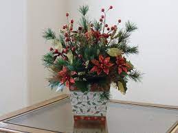 Each and every one of our exquisite silk flower arrangements is inspired by nature, then crafted by hand just for you. Homemade Christmas Fake Flower Arrangements Poinsettia Idea For Dining Homemade Christmas Table Decorations Christmas Centerpieces Christmas Flower Decorations