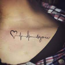 Ecg Ekg Heartbeat Tattoo Ftattoos Heartbeat Tattoo Clavicle Tattoo Ekg Tattoo