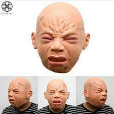 Luxtrada Halloween Holiday Party Crying Baby Face Latex Head Mask Prank Props Mask Walmart Com