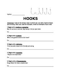 Creating Strong Hook Freebie Worksheet Novel Studies Math Centers Lesson Plans