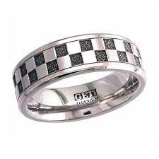 Checkered Titanium Wedding Ring Titanium Wedding Rings Mens Wedding Rings Custom Wedding Rings