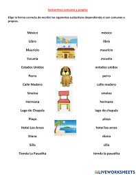 Sustantivos Propios Y Comunes Lectoescritura Exercise