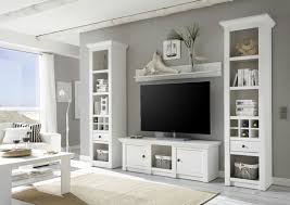 Wohnwand Westerland I Anbauwand Wohnkombination Landhausstil Pinie Weiss Wohnen Wohnzimmerschranke Wohnwand