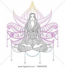33 coloring pages adult coloring book and journal; Woman Sitting Lotus Vector Photo Free Trial Bigstock
