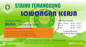 Jun 19, 2021 · pada seleksi cpns 2021, kemenhub membuka lowongan sebanyak 2.445 formasi. Lowongan Kerja Stainu Temanggung 2021 Inisnu Temanggung