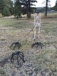 Just Taking The Spiders For A Walk Halloween Diy Outdoor Easy Outdoor Halloween Decorations Outdoor Halloween