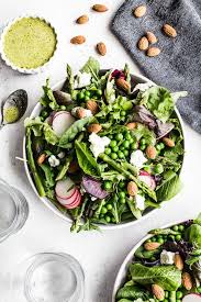 Spring Salad With Asparagus And Peas Recipe Spring Salad Asparagus Salad Vegetarian Recipes Dinner