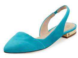 Tory Burch Blue Suede Lancaster Pointed Toe Slingback Flat Sandals Leprix