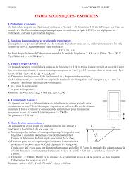 Article mis en ligne le 28 mai 2008. Ondes Acoustiques Exercices