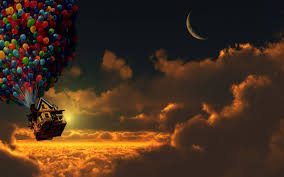 Decorate your computer desktop with these free home wallpapers. Wallpaper 1920x1200 Px Balloons Clouds Crescent Moon House Moon Sunset Up Movie 1920x1200 Wallpaperup 1034898 Hd Wallpapers Wallhere