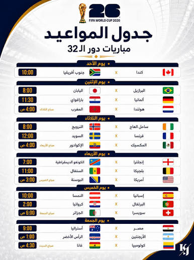 جدول العالم 2026