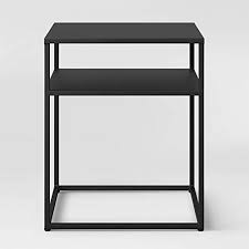 Feifei Small Coffee Table Simple Mini Wrought Iron 2 Layer Square Coffee Table Color Black Metal End Tables Black End Tables End Tables