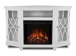 A corner electric fireplace can be a great purchase if you're looking to combine an electric fireplace into a storage unit that may also be used as a tv stand. Real Flame Lynette White Corner Electric Fireplace 1750e W Real Flame