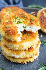 Fried Goat Cheese With Honey Herbs Recipe With Honey Herbs Evolving Table Recipe Goat Cheese Recipes Fried Goat Cheese Recipes