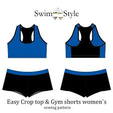 Drafting/editing a bra cup pattern. Women S Easy Crop Top Gym Shorts Pdf Sewing Pattern Etsy Sports Bra Pattern Shorts Pattern Women Bra Sewing Pattern