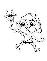 Holiday coloring pages horse sleigh rides. Printable Geometric Christmas Elf With Pinwheel Coloring Page