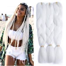 Stylish kanekalon hair ideas with braids. Amazon Com Kiss Beauty 3 Pieces Jumbo Kanekalon Braiding Hair Extensions Pure White Color 24 Inches 100g Pc Kanekalon Fiber For Twist Braiding Hair Beauty