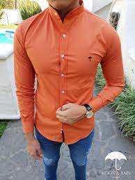 Camisa Naranja Mao Moda Ropa Hombre Ropa De Hombre Casual Elegante Estilo De Ropa Hombre