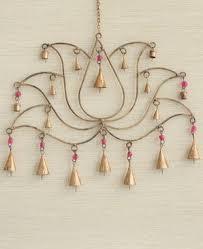 Lotus Wind Chime Pink Beads Indian Home Decor Wind Chimes