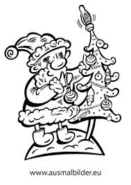 Ausmalbild Weihnachtsmann Schmuckt Eine Tanne Ausmalbilder Weihnachtsmann Ausmalbilder Weihnachten Weihnachtsmann