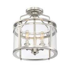 Quoizel Norfolk 11 87 In Brushed Nickel Semi Flush Mount Light Lowes Com Semi Flush Mount Lighting Light Fixtures Flush Mount Flush Mount Lighting