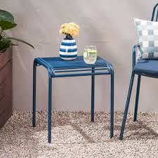 Misk Outdoor Modern Iron Side Table Navy Blue Walmart Com In 2020 Modern Side Table Modern Outdoor Modern Irons