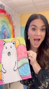 Unload these Ted Harrison inspired polar bears from the drying rack with me  🤗🐻‍❄️, Needed a quick one day project for kindergarten and these polar  bears from @deepspacesparkle were a perfect fit! , I ...