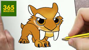 Diferencia de los tigres que deambulan por el planeta hoy en día en que tenía dos muy largo, q Como Dibujar Diego De Ice Age Kawaii Paso A Paso Dibujos Kawaii Faciles How To Draw Diego Youtube