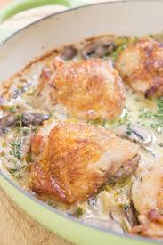 Creamy Parmesan Chicken Thighs With Mushrooms And Leeks Is A Total Hit For Dinner Bone In S Creamy Parmesan Chicken Creamy Chicken Recipes Baked Chicken Legs