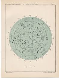 1910 Northern Index Rare Celestial Star Map Original Antique