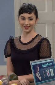Mandy S Black Sheer Polka Dot Panel Top On Last Man Standing Mandy Last Man Standing Last Man Standing Man Standing